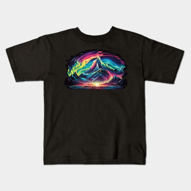 aurora borealis Kids T-Shirt by vaporgraphic